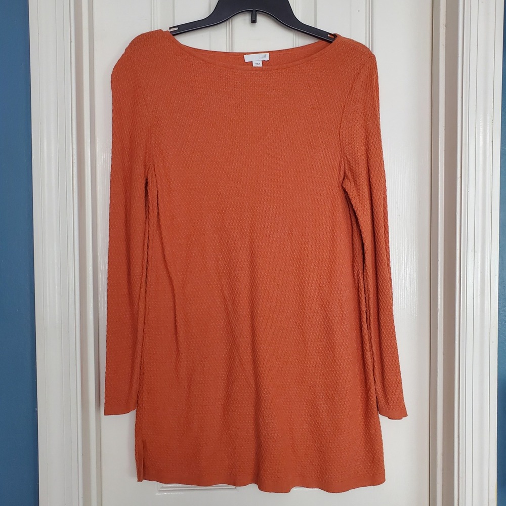 J. Jill Burnt Orange Textured Long-Sleeve Tunic. Size S